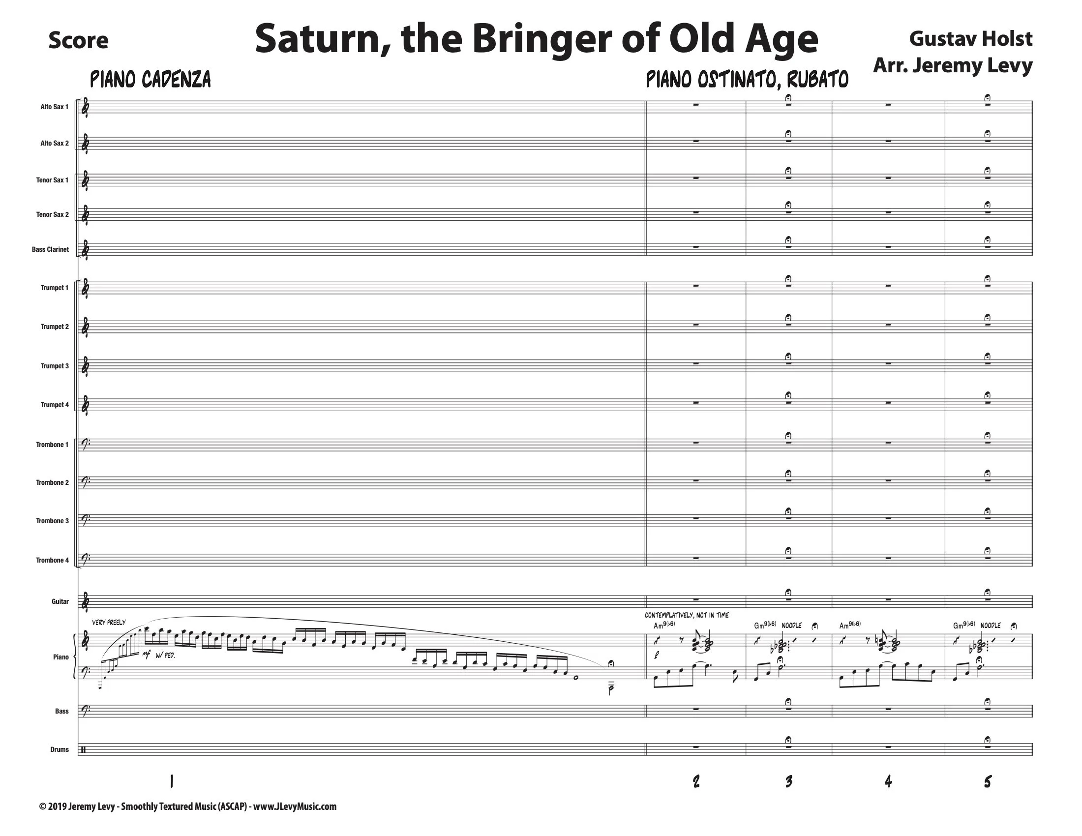 Saturn, the Bringer of Old Age - Sheet Music — Jeremy Levy